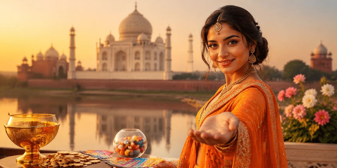 Lottery and card games near Taj Mahal in Agra