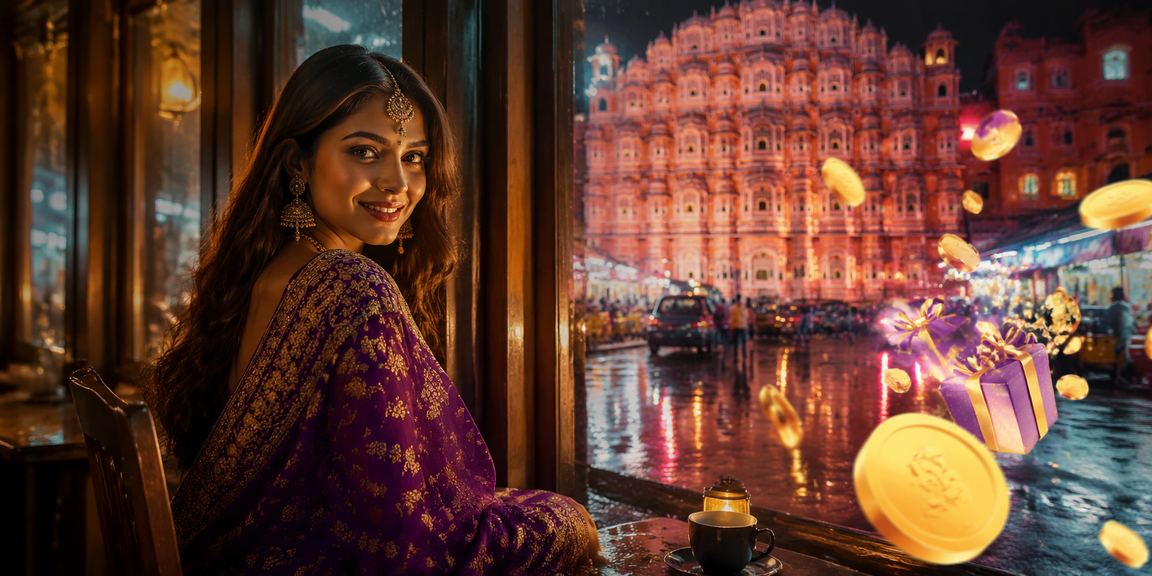 Jaipur night market with lottery and jackpot betting